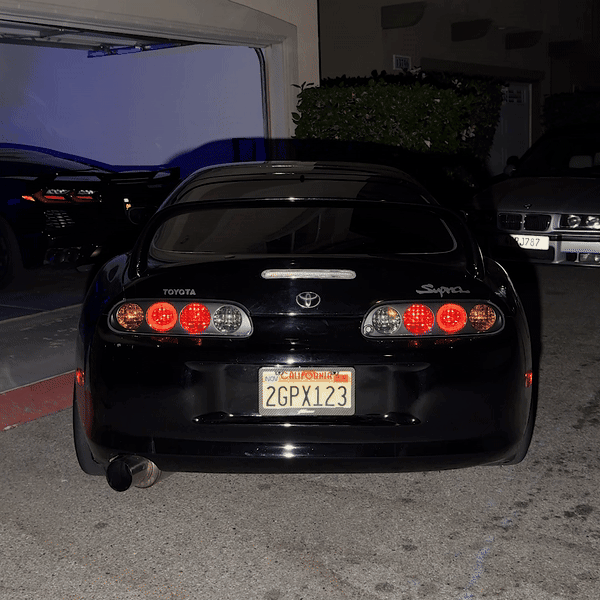 Black out license plate cover on supra mk4 backshot, Night Time Black Out license Plate Cover California License Plate Carbon Fiber Frame, Gif Toyota Supra Rear Bumper
